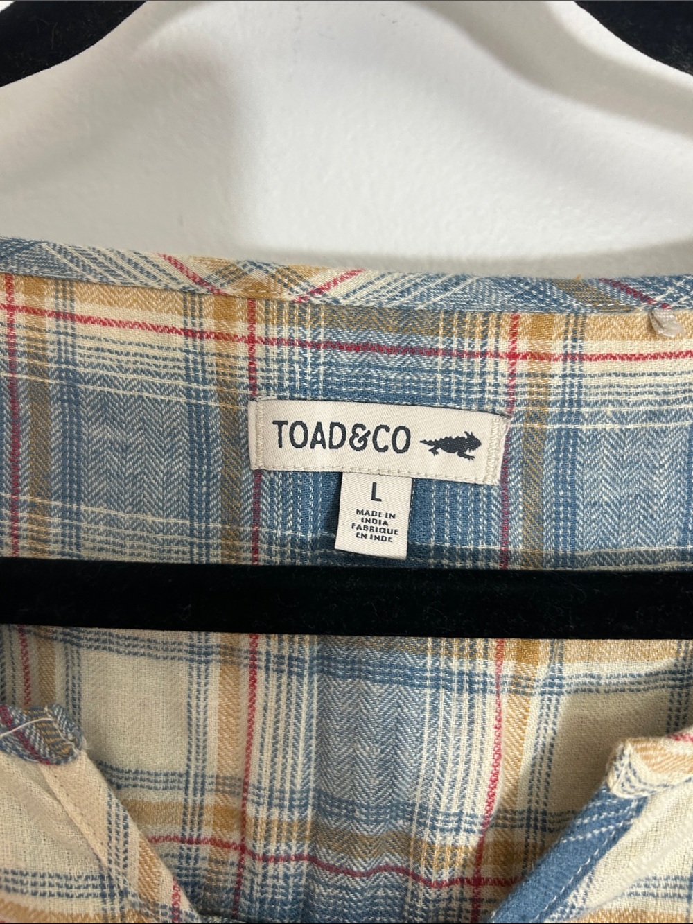 Toad&Co Blue and Cream Plaid Peasant Tunic size Large - Picture 3 of 8